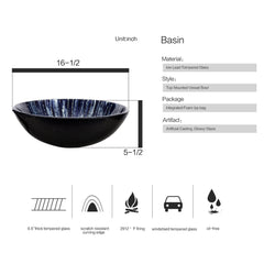 Description of Dark Blue Round Bathroom Vessel Sink BG1003 basin