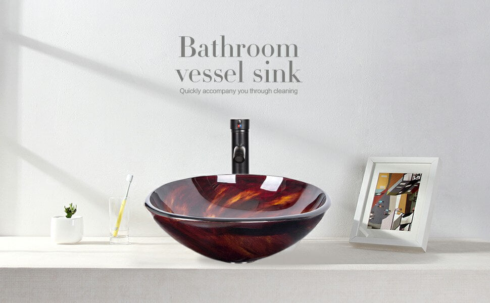 Flame Red Round Artistic Glass Basin BA20075 is perfect for your bathroom