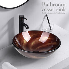Flame Red Round Artistic Glass Basin BA20075 has glossy surface