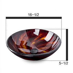Flame Red Round Artistic Glass Basin BA20075 size