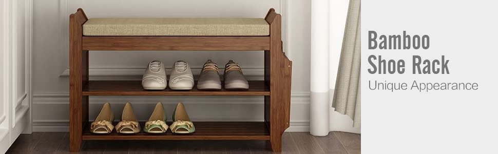 2 Tiers Bamboo Shoe Rack HW105 has unique appearance