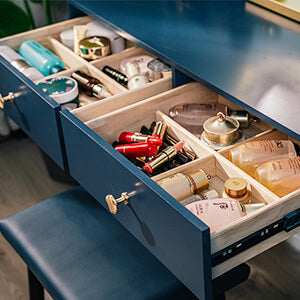 Modern Blue Dressing Table has large drawer