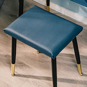 Modern Blue Dressing Table has large PU Cushion Stool