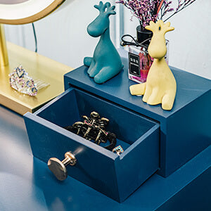 Modern Blue Dressing Table has small removable drawer