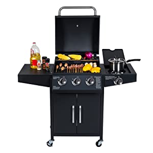 Elecwish Stainless Steel Liquid Propane Gas Grill with Side 3-Burner