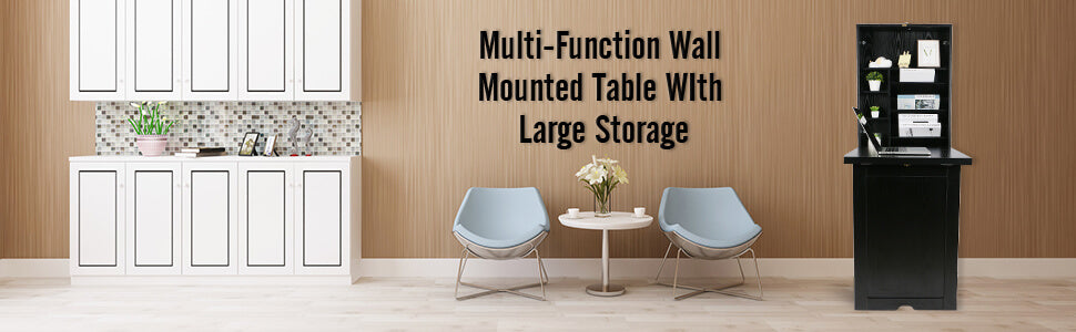 Multi-function Wall Mounted Table Floating Desk has large storage