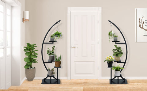 Plant Stand Indoor 2 Pack, 5 Tier Tall Curved Metal Display near door