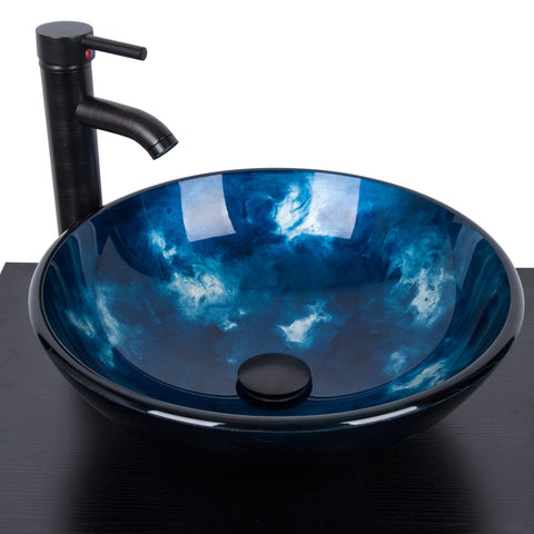 Artistic Ocean Blue Glass Sink BA20077