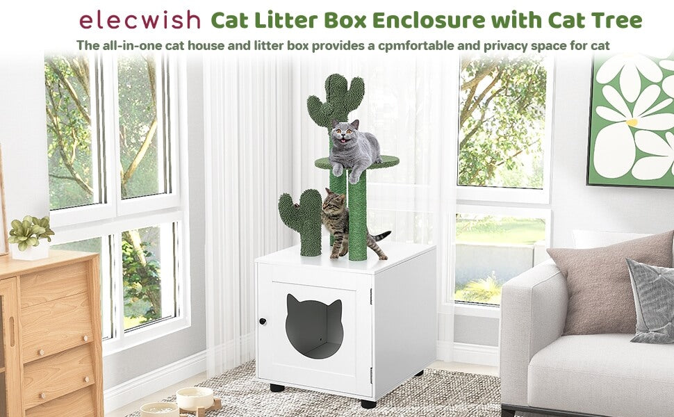 Litter Box Enclosure with Cactus display