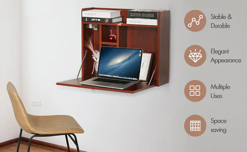 Foldable Storage Shelf Wall-Mounted Desk HW1138 display in room