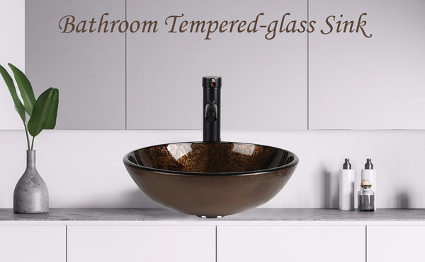 Brown Round Glass Vessel Sink BA20062