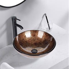 Brown Round Glass Vessel Sink BA20062 has simple style