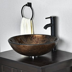Brown Round Glass Vessel Sink BA20062 has glossy surface