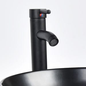 Elecwish Black Round Ceramic Vessel Sink HW1123 faucet