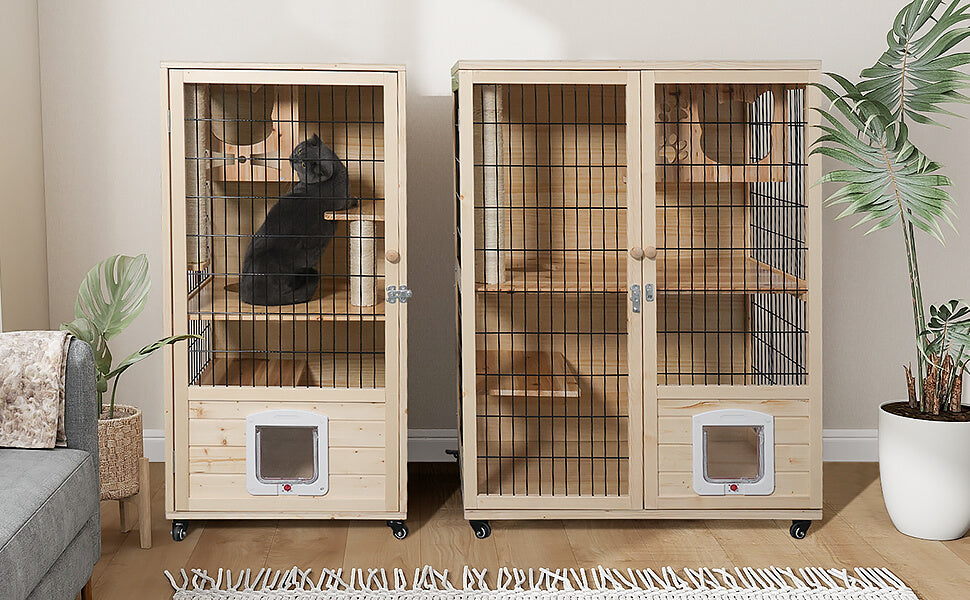 2 Elecwish wooden cat houses