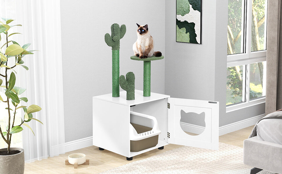 Litter Box Enclosure with Cactus display