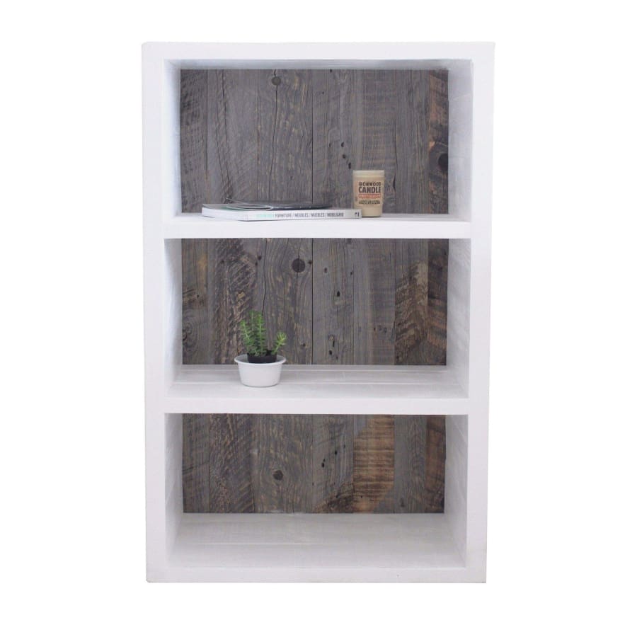 Reclaimed Wood Painted White And Grey Wood Bookshelf Bookcase