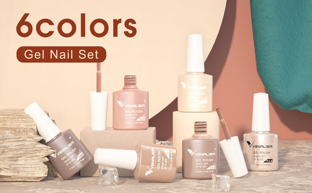 Venalisa nude gel nail polish 6 colors set- 1