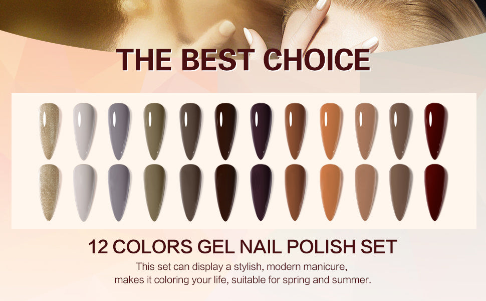 Venalisa Nude Brown Gel Polish 12 Colors Set- 1