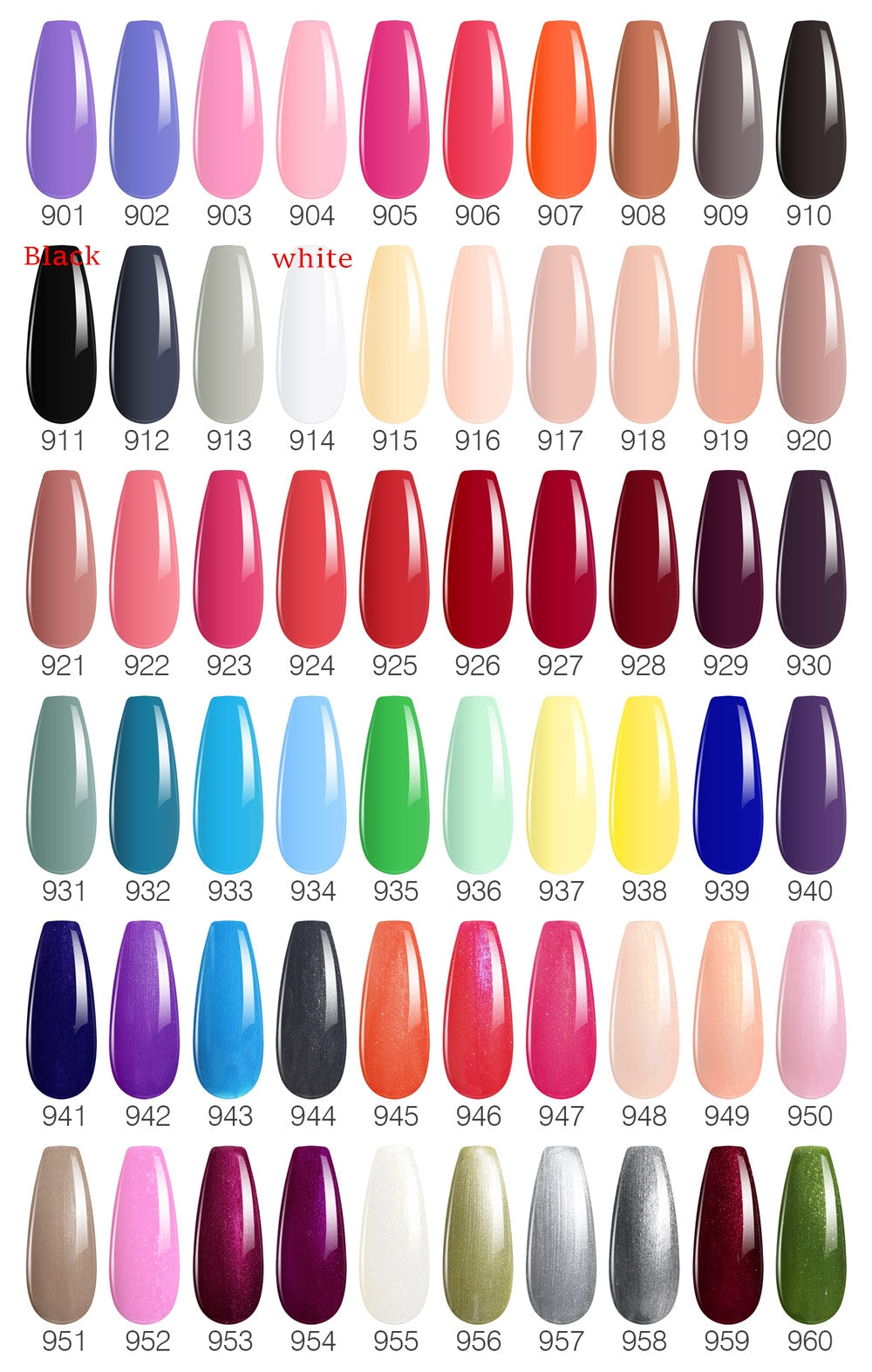 Color chart for venalisa gel nail polish