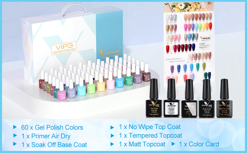 Product description 1- Venalisa VIP3 60 Color Gel Polish Kit
