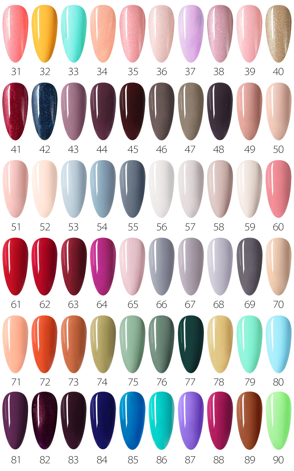 Color chart for venalisa 7.5ml gel polish new colors
