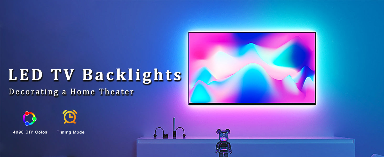 Led Strip Lights, 8.2ft TV Light Strip for 32-58 inch TV/Monitor Backlight,  USB Led Strip Mood Light with 4096 DIY Colors Remote Control