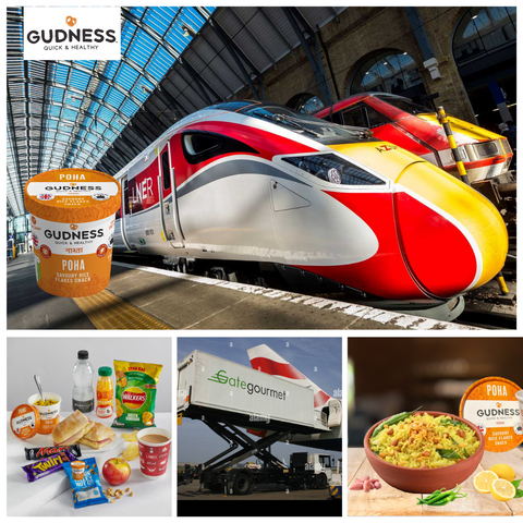 Whether you are 👩‍💻🧑‍💻travelling for work, 🎓going to your university or ⛳️on holiday in UK, enjoy healthy and delicious Gudness Poha on the trains from London to Scotland, Bradford, Leeds, York, Newcastle Travel food now made healthy ( less than 100 calories), authentic plant based and so delicious 😋  Also, made locally in the mid-lands with great eco credentials caring for the people and our planet 🌎  #gudnessfoods #LNER #travelfood #localfood #veganfood #vegantraveller #pr #foodie #healthysnack