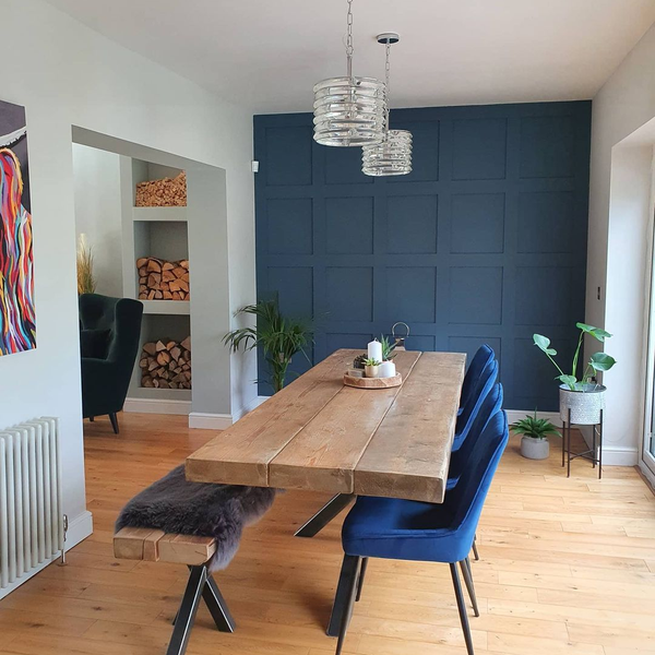 Feature Wall - Stiffkey Blue Farrow & Ball with Ammonite