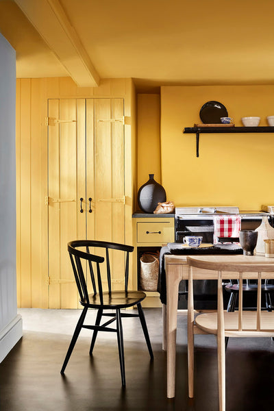 Ceiling and walls painted in Giallo ⁠from Little Greene