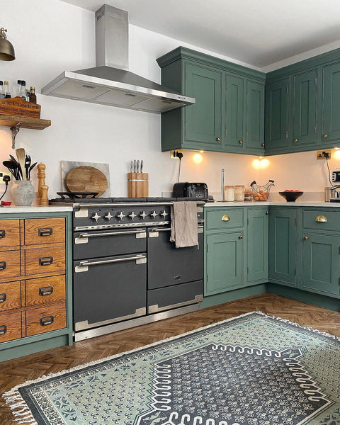 Green Smoke and All White Kitchen Paint Colours from Farrow and Ball