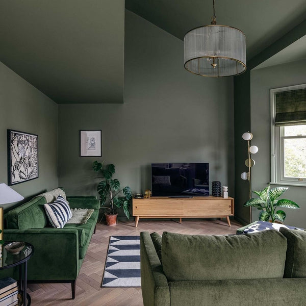 Walls, ceiling and woodwork painted in Sage Green from Little Greene