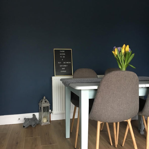 Mussel from Colourtrend Paints. Navy dining room paint colour. Buy Colourtrend paint online. 