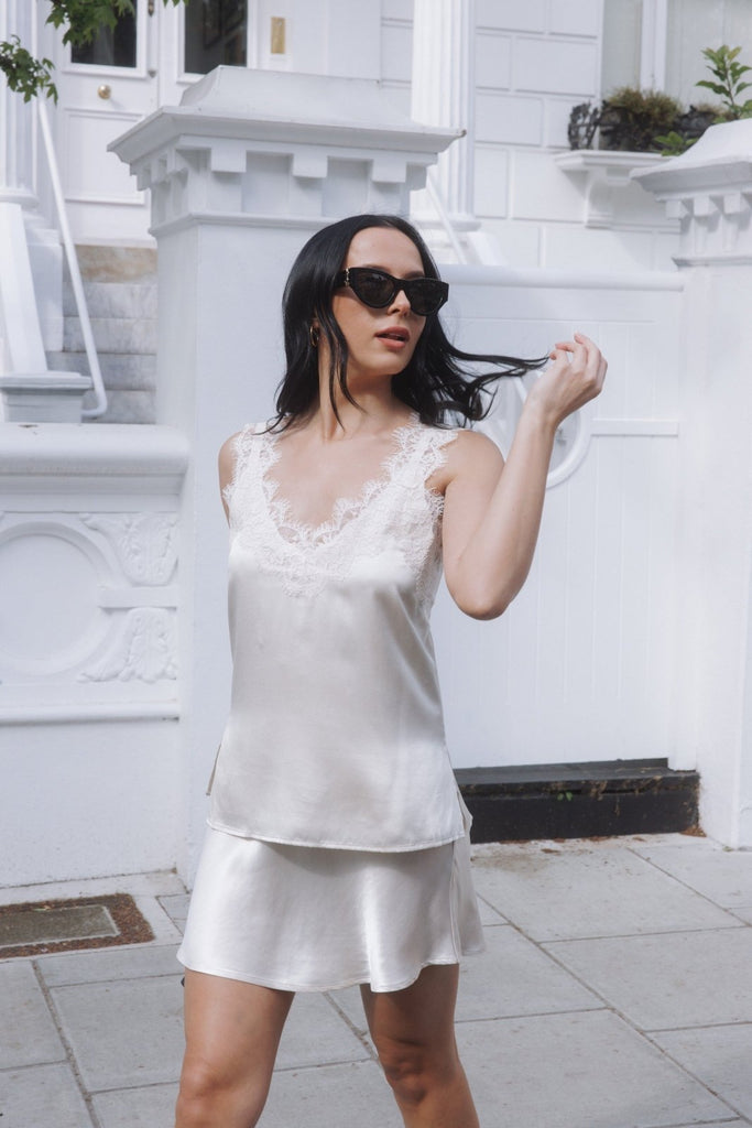 The Becky  Bra Friendly White Silk Cami – Sinead Keary