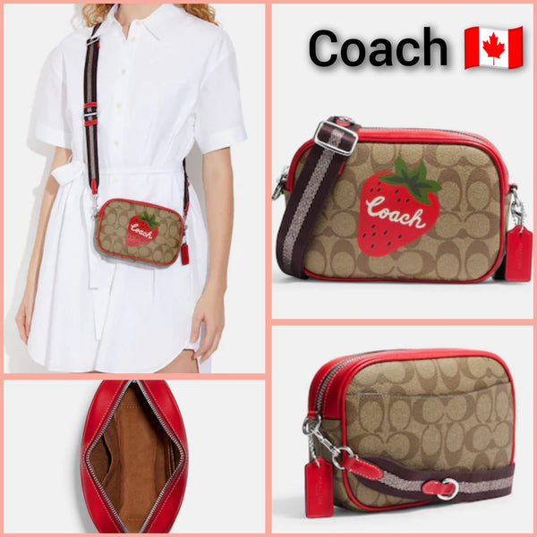 Coach cf423 Jamie Camera Bag In Signature Canvas With Heart Cherry