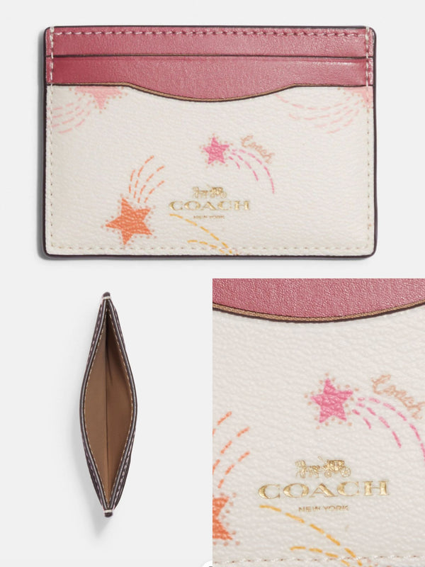 Zip Card Case With Shooting Star Print