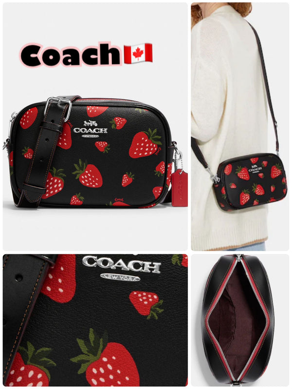 Coach Snap Wallet in Signature Canvas with Wild Strawberry Print Pouch