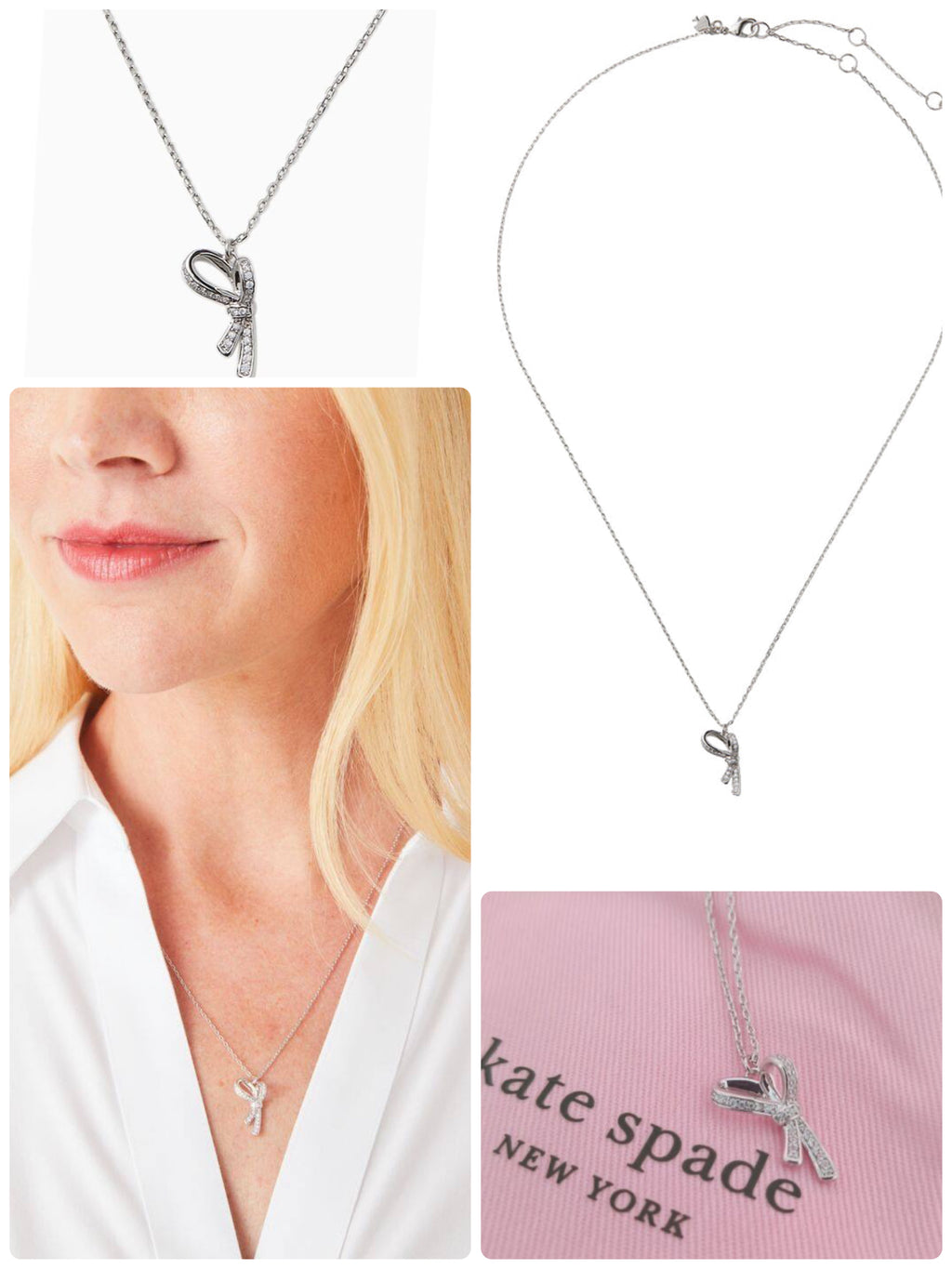 Kate Spade all tied up pave mini pendant
