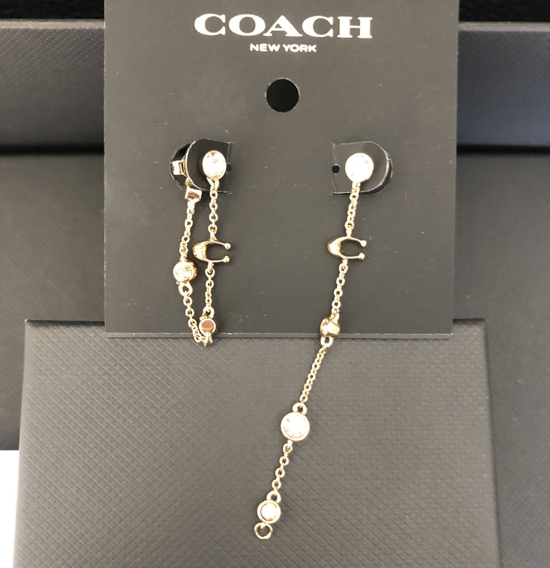 Coach Signature Crystal Chain Earrings