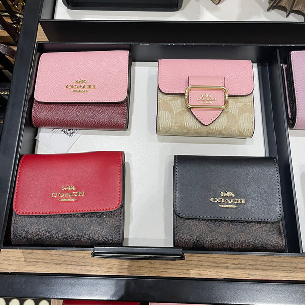 COACH®: Small Trifold Wallet With Rose Print