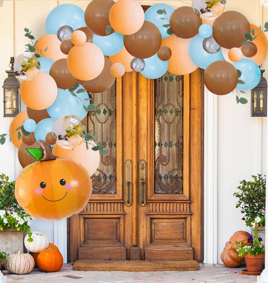 Baby Blue, Gold & White Garland Balloon Kit from Ellies Party