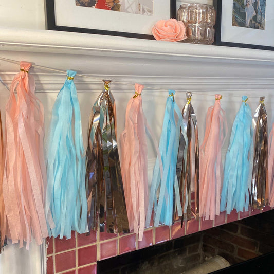 Gender Reveal Tassel Garland - Gender Reveal Party Decorations - GenWooShop