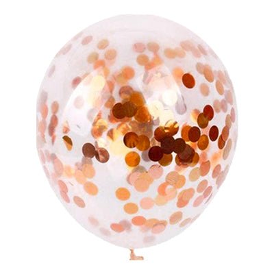 Ballons Transparents 35cm avec Confettis Rose Gold x5