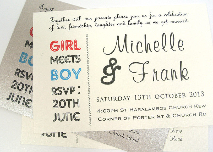 Girl Meets Boy Wedding Invitations Melbourne Preston