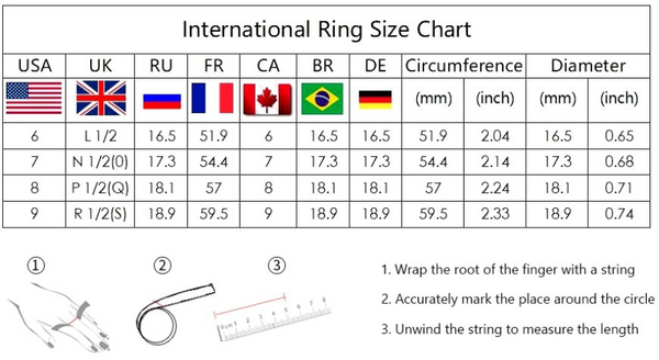 Noix Jewelry Ring Size Chart