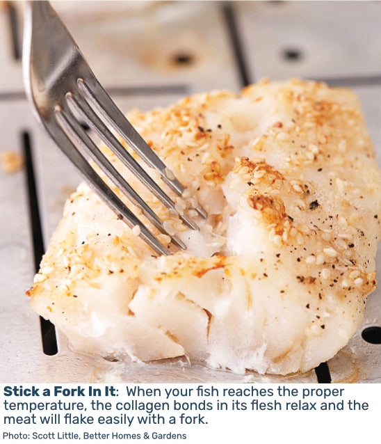 fork in fish, flaking apart