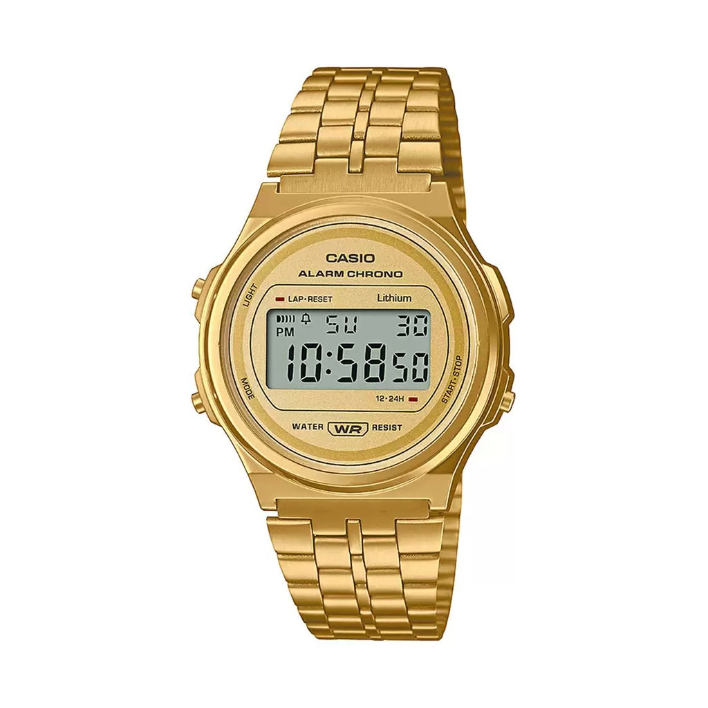 Buy CASIO Mens VINTAGE Rose Gold Dial Steel Digital Watch - D200
