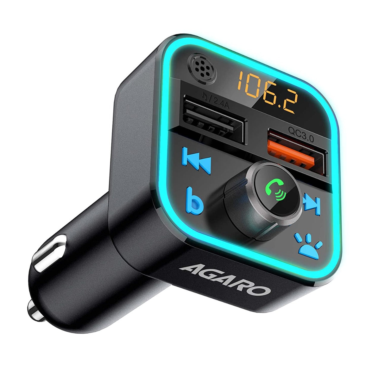 Open Box Unused AGARO Bluetooth car kit, QC  + , Bluetooth , FM  Transmitter in-Car Radio