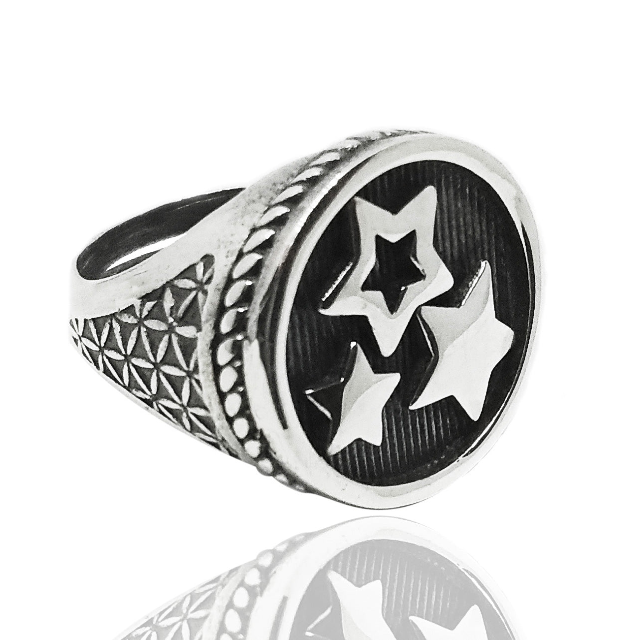 Chevalier Woman Ring Antique 925 Silver Adjustable Star Seal Vimon Gioielli
