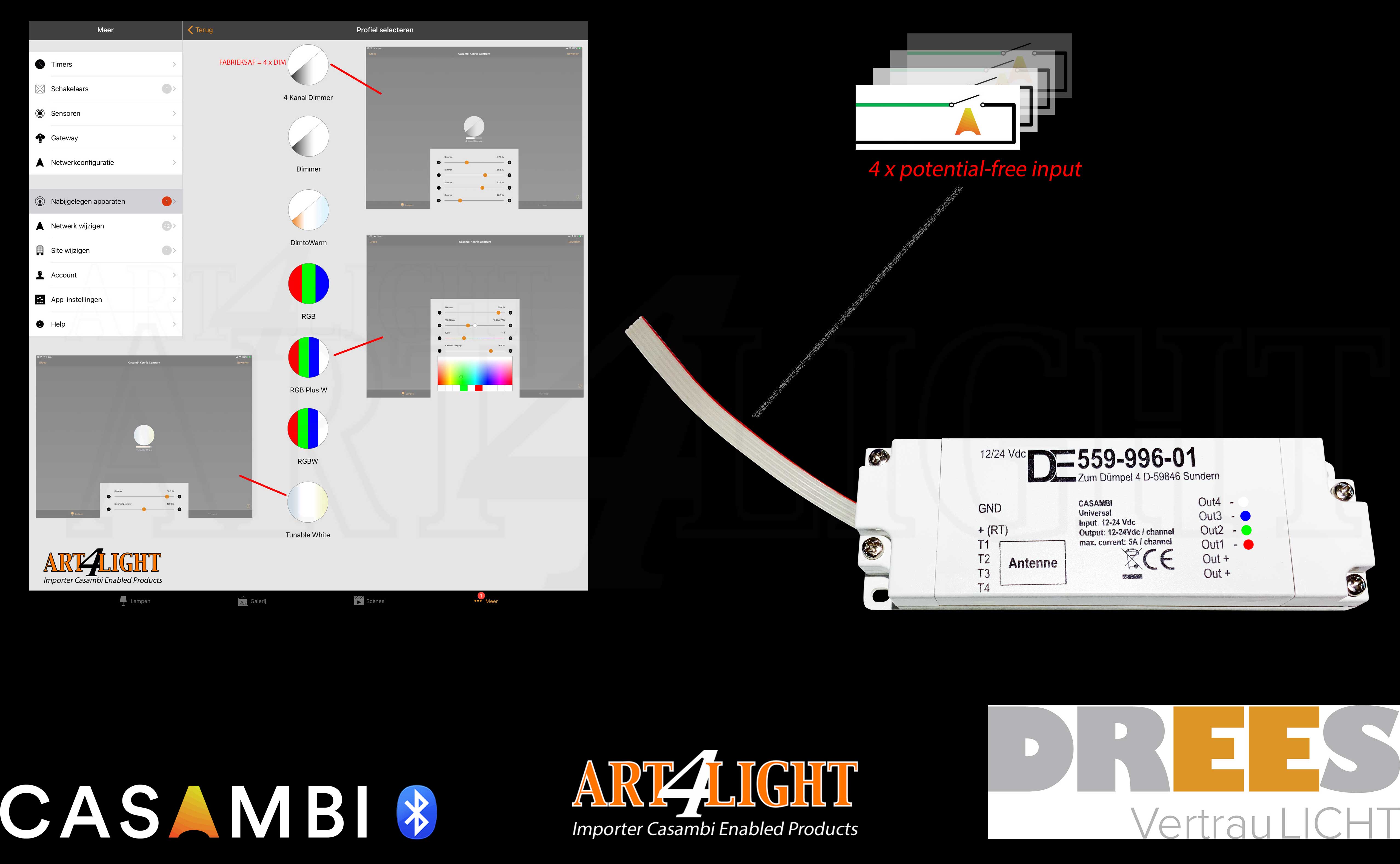 OVERVIEW OF CONFIGURATION  DREES RGBW LEDSTRIP DIMMER CASAMBI